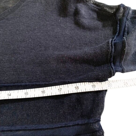 Ann Taylor Loft Navy Blue Lightweight Semi-Sheer Linen Blend Top Women's Medium - Picture 6 of 10